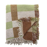 Bloomingville Galvin Decke 160x130 cm bunt - Plaid aus recycelter Baumwolle mit Karomuster für Sofa