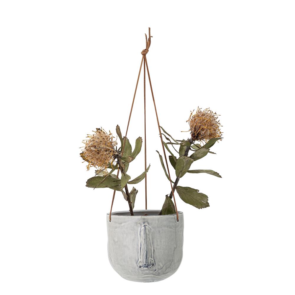 Bloomingville Ileana Blumentopf Steingut Grau 17 x 55 x 15,5 cm Hängeblumentopf Boho