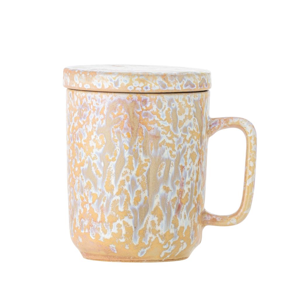 Bloomingville Yuma Becher Deckel Teesieb natur Steingut 250 ml