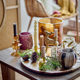 Bloomingville Felecia Teelichthalter – Gold, aus recyceltem Glas mit Glitzer und Streifen