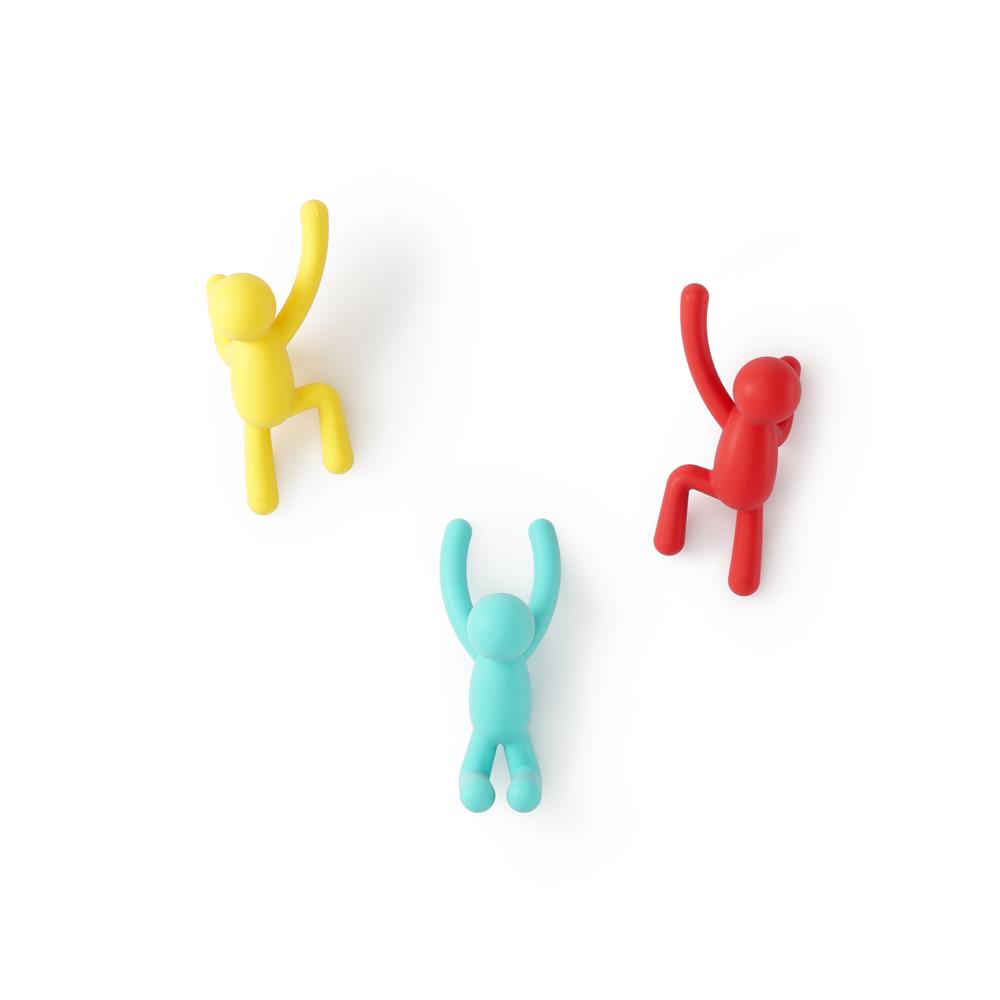 Umbra Buddy Haken 3er Set, Dekorative Wandhaken, Garderobenhaken in Bunt