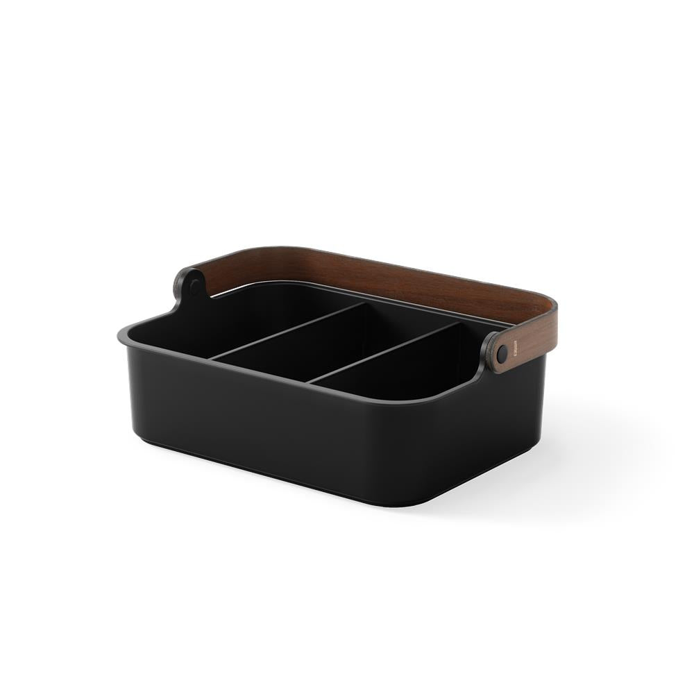 Umbra Bellwood Vorratsschrank Organizer mit 3 Fächern, großer Aufbewahrungsbehälter in Schwarz/Walnuss