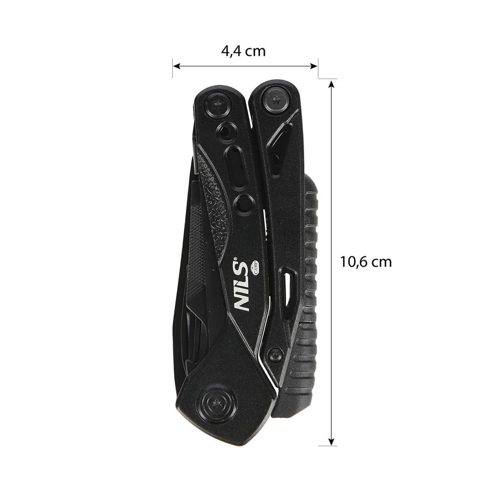 NILS CAMP Multitool 12 Funktionen mit Bits für Camping Outdoor Alltag