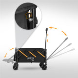 NILS CAMP Bollerwagen faltbar 100L in Schwarz Orange - kompakter Campingwagen für Strand & Outdoor