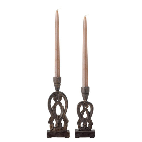 Bloomingville Bernie Kerzenständer, 2er Set, in Braun, aus Mangoholz, dänisches Design