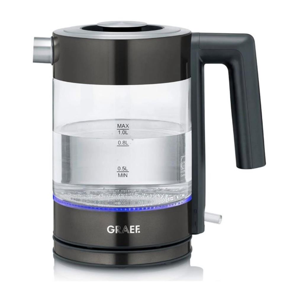 GRAEF Glaswasserkocher WK302 - 1 L Wasserkocher aus DURAN® Glas für Küche & Teegenuss