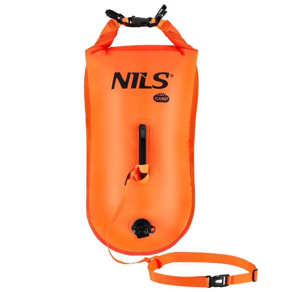 NILS CAMP Schwimmboje 3-in-1 Dry Bag 28L orange Rucksack für Outdoor Wasser Sport