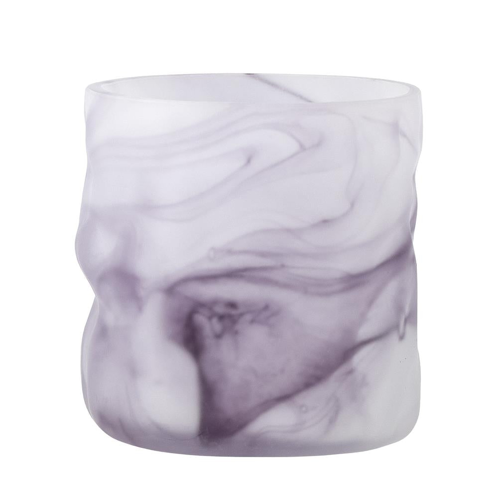 Bloomingville Moore Teelichthalter in Violett, 10cm, aus Glas mundgeblasen