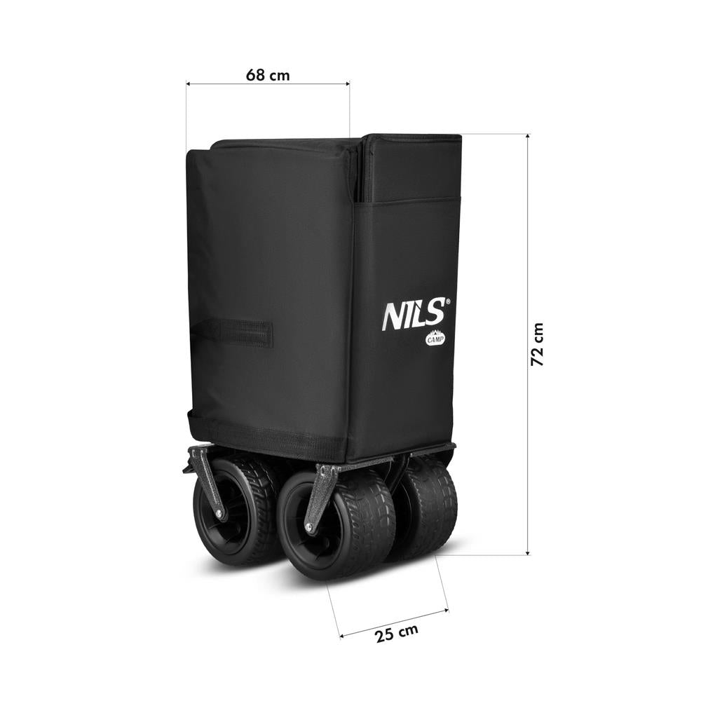 NILS CAMP XXL Bollerwagen faltbar 180L in Schwarz - Campingwagen für Strand & Garten