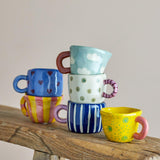 Bloomingville Nini Tasse Grün Steingut D6,5xH5 cm – grüne handbemalte Tasse
