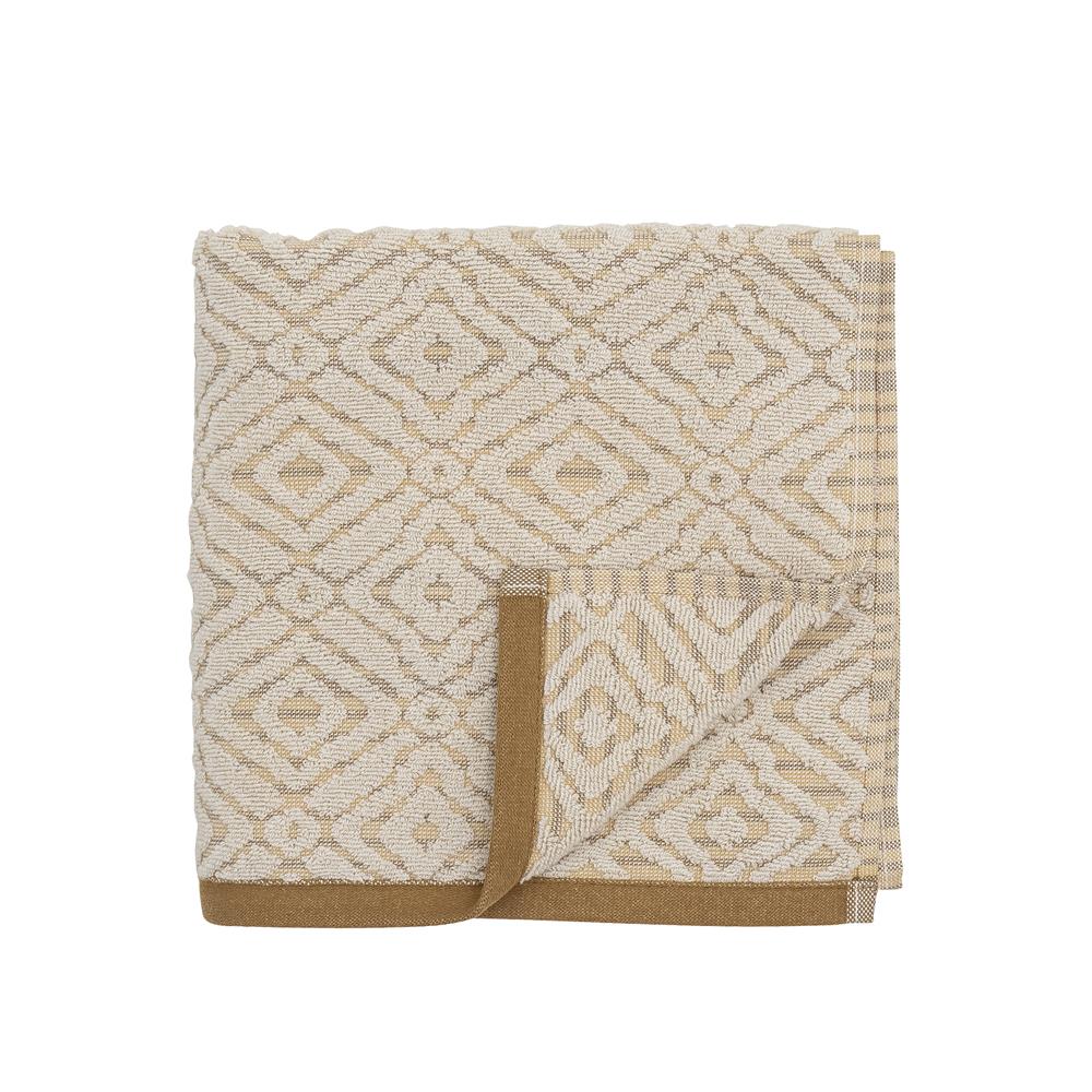 Bloomingville Malou Handtuch – Naturfarbenes Baumwollhandtuch mit Kontrastkante, 100x50 cm