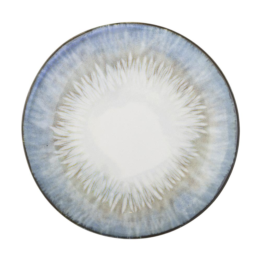 Bloomingville Calen Teller aus Steingut in Blau D22 cm – Speiseteller für Küche und Tischdeko