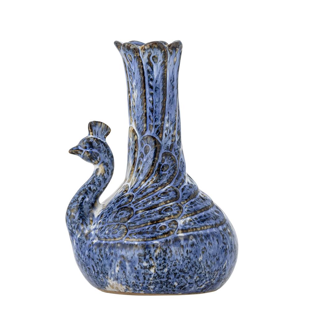 Bloomingville Kali Vase blau Steingut Deko Vase Wohnzimmer Tischdeko skulptural