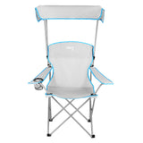 NILS CAMP Campingstuhl mit Sonnendach Grau - faltbarer Klappstuhl für Camping, Strand & Garten