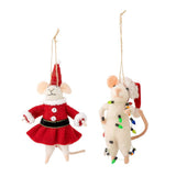 Bloomingville Peo Mäuse Anhänger, Rot, Wollfiguren 2er Set Weihnachtsdeko