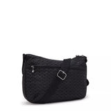 Kipling IZELLAH, mittelgroße Schultertasche, Signature Emb (schwarz), Umhängetasche mit viel Stauraum