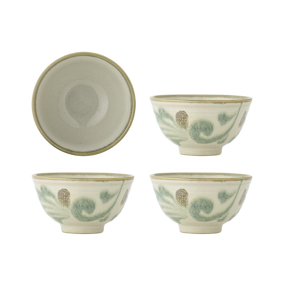 Bloomingville Bethany Schalen 4er Set Steingut bunt botanisch 325 ml