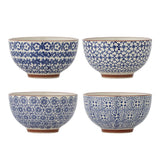 Bloomingville Karine Schalen 4er Set blau Steingut Muster 500 ml