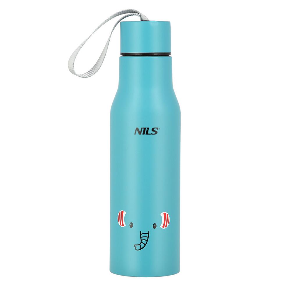NILS NILS Thermobecher 500 ml Edelstahl blau Elefant auslaufsicher mit Trageschlaufe