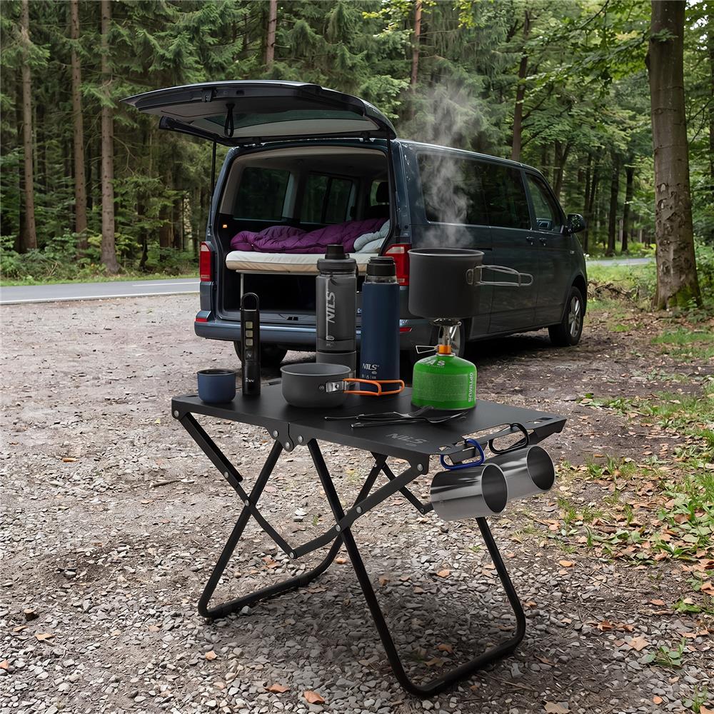 NILS CAMP Campingtisch klappbar schwarz kompakt für Camping Outdoor Garten