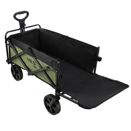 NILS CAMP Bollerwagen faltbar 150L in Grün - Campingwagen für Strand & Garten