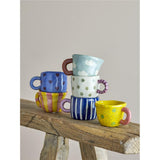 Bloomingville MINI Nini Tasse, Blau mit roten Herzen, Steingut, Kindertasse, dänisches Design