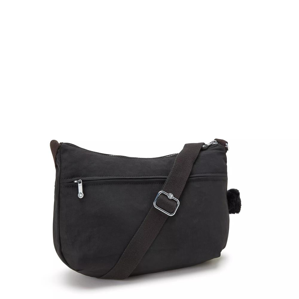 Kipling IZELLAH, mittelgroße Schultertasche, Black Noir (schwarz), Umhängetasche mit viel Stauraum
