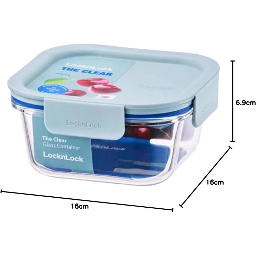 LocknLock The Clear Glas Frischhaltedose 750 ml blau - Ofenform mit Deckel, mikrowellengeeignet, BPA-frei