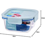 LocknLock The Clear Glas Frischhaltedose 750 ml blau - Ofenform mit Deckel, mikrowellengeeignet, BPA-frei