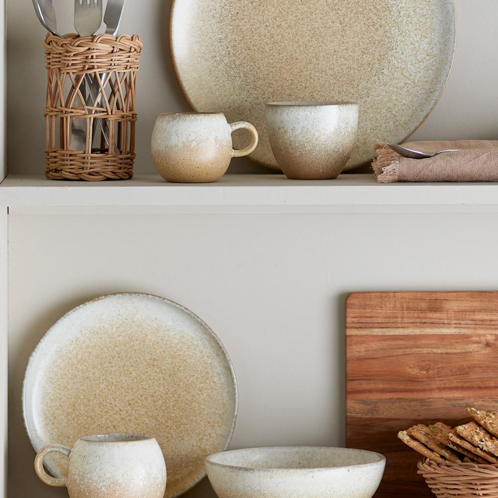 Bloomingville Paula Frühstücksset Natur Steingut 12-teilig – komplettes Frühstücks-Set