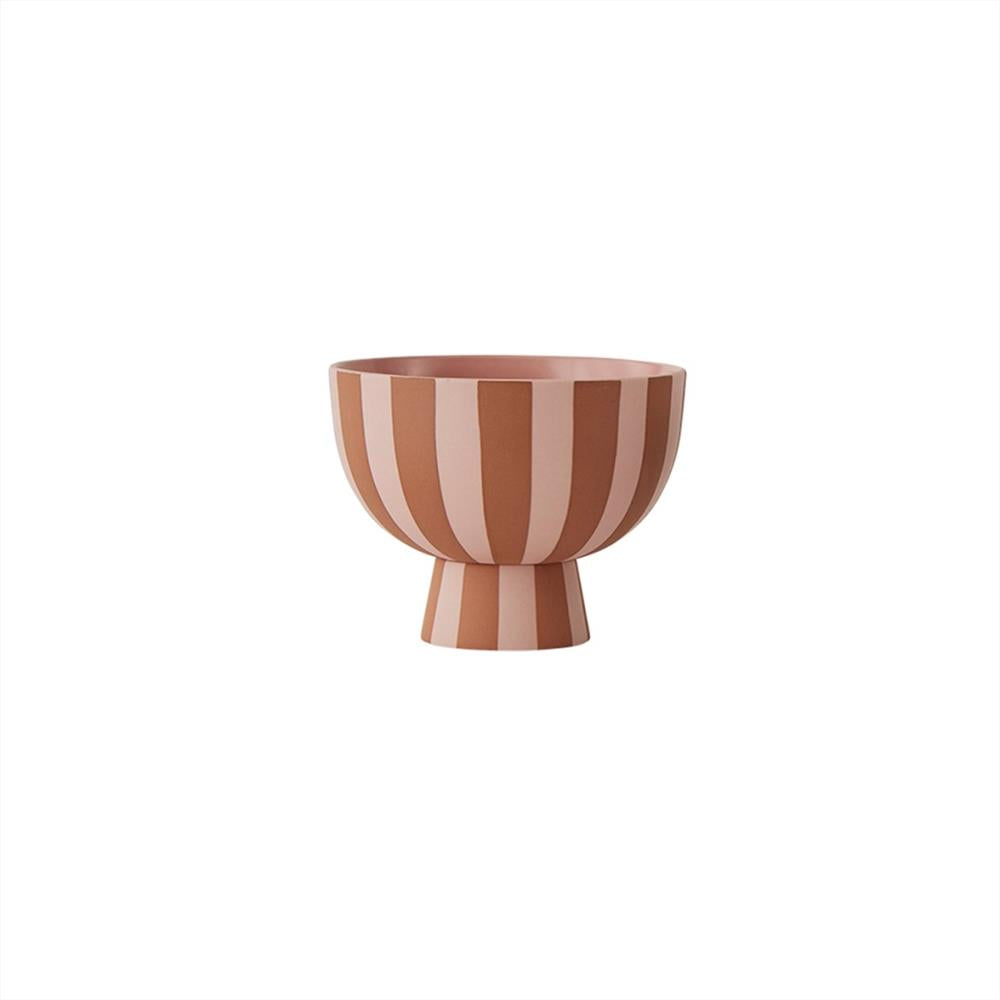 OYOY Toppu Schale - 12,6x10 cm, Caramel/Rosa gestreift - vielseitig als Dekoschale, Blumentopf, Vase