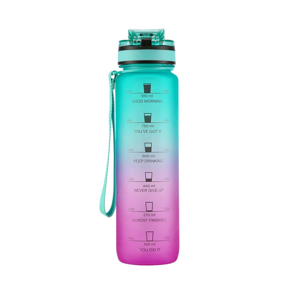 NILS CAMP Trinkflasche Tritan 950 ml türkis-pink mit Fruchteinsatz für Sport Outdoor