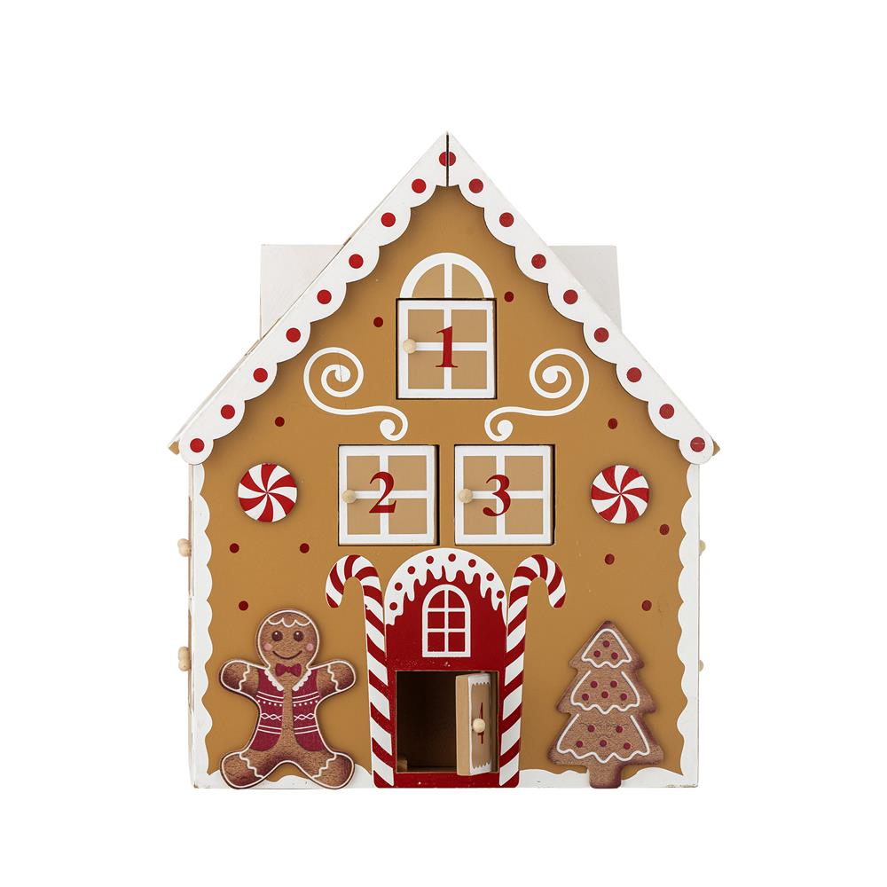 Bloomingville Ginnie Adventskalender Braun MDF Weihnachtsdeko Hausform