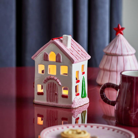 Bloomingville Shirly Teelichthalter Haus Bunt Steingut Weihnachtsdeko