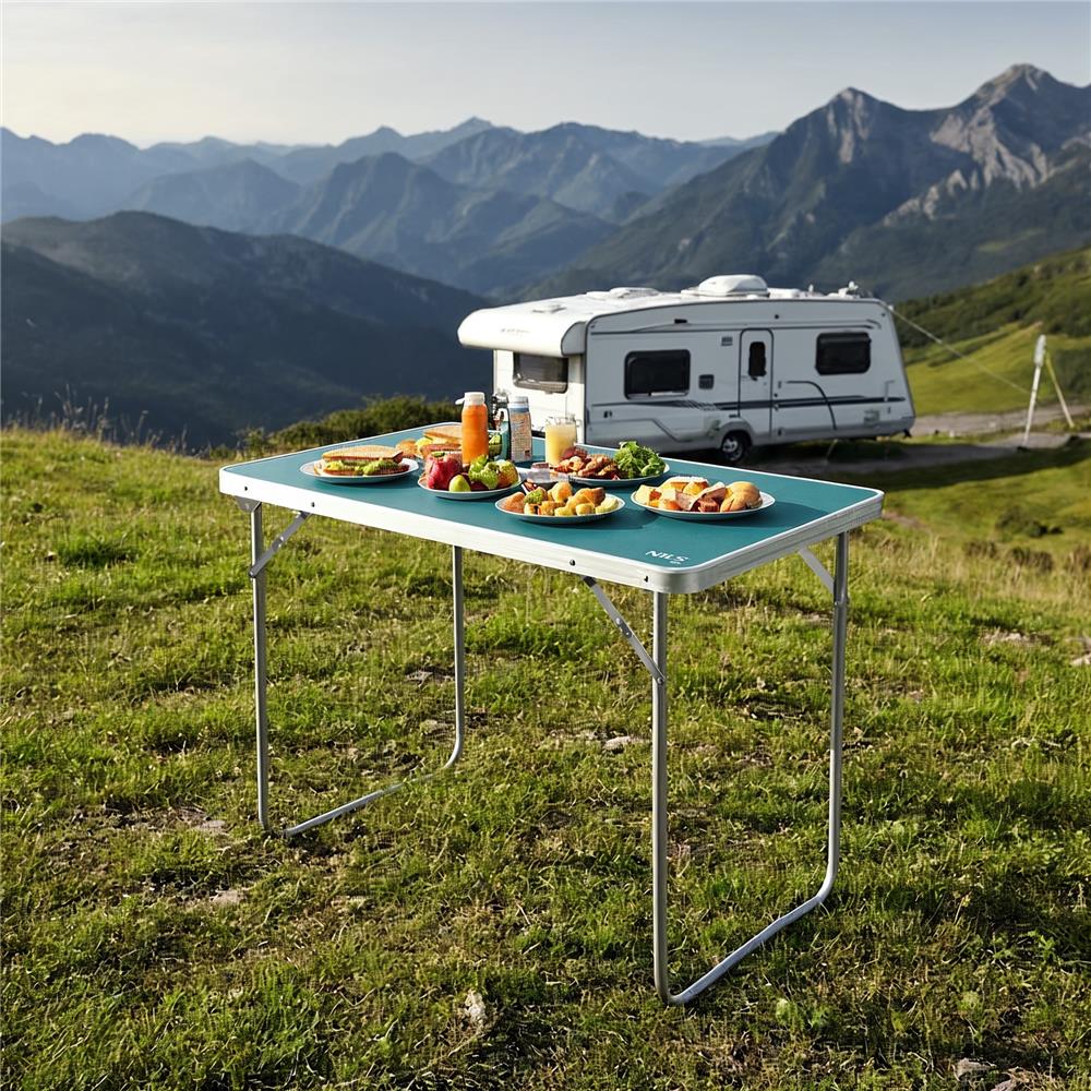 NILS CAMP Campingtisch blau kompakt faltbar für Camping Picknick Garten Outdoor