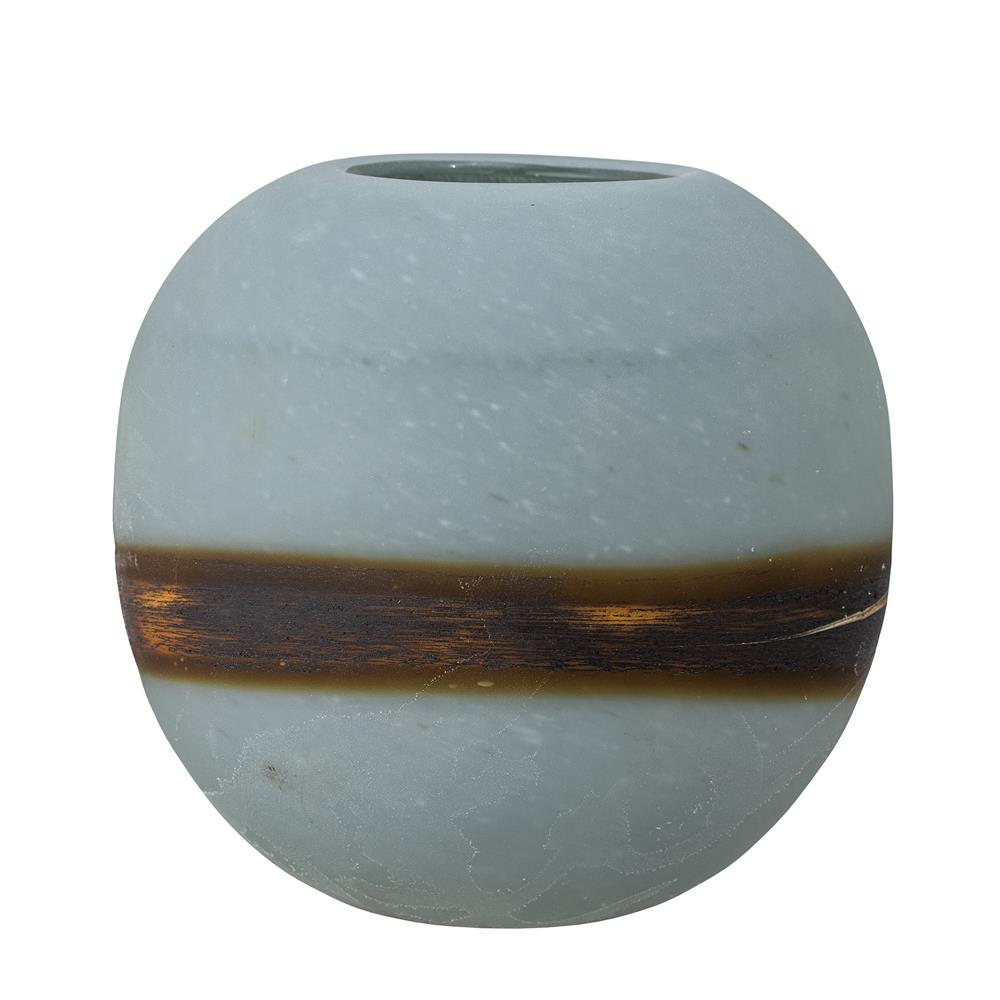 Bloomingville Melike Vase blau D20 cm aus Glas – runde Dekovase für Wohnzimmer & Tischdeko