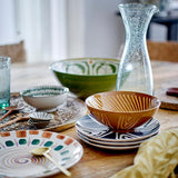 Bloomingville Heikki Schale – braune Steingutschale mit geprägtem Muster, Ø 19 cm