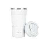 NILS Thermobecher 510 ml Edelstahl weiß rutschfest Coffee-to-go-Becher für Camping Reisen Alltag