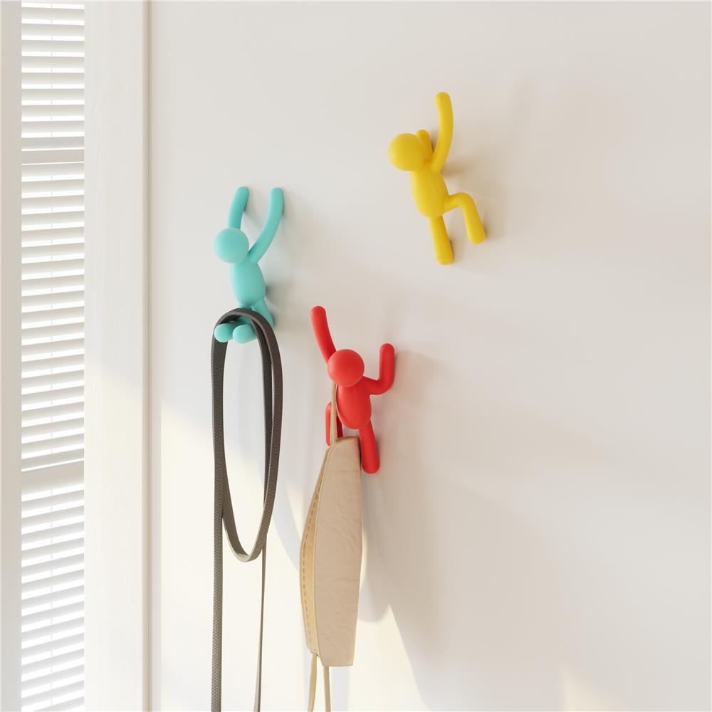 Umbra Buddy Haken 3er Set, Dekorative Wandhaken, Garderobenhaken in Bunt
