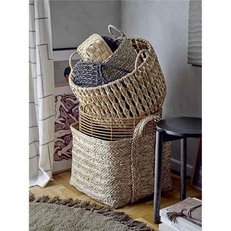 Bloomingville Joane Korb 2er Set Ratten Schwarz 32 x 14 cm