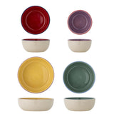 Bloomingville Vista Schale Set 4 bunt - Steingut Schalen mit reaktiver Glasur für Küche & Tischdeko