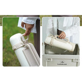 LocknLock Thermoskanne 1,8 L Creme, Becher, Edelstahl, Tragegurt, Auslaufsicher