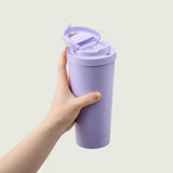 LocknLock Thermobecher 550 ml Braun - Isolierbecher To Go mit Strohhalm & One-Touch Deckel