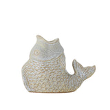 Bloomingville Hiro Kerzenhalter grau Steingut Fischdesign