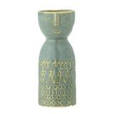 Bloomingville Embla Vase in Grün, 14,5cm, aus Steingut handgefertigt