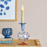 Bloomingville Phila Kerzenhalter Blau Glas D11xH17 cm Deko
