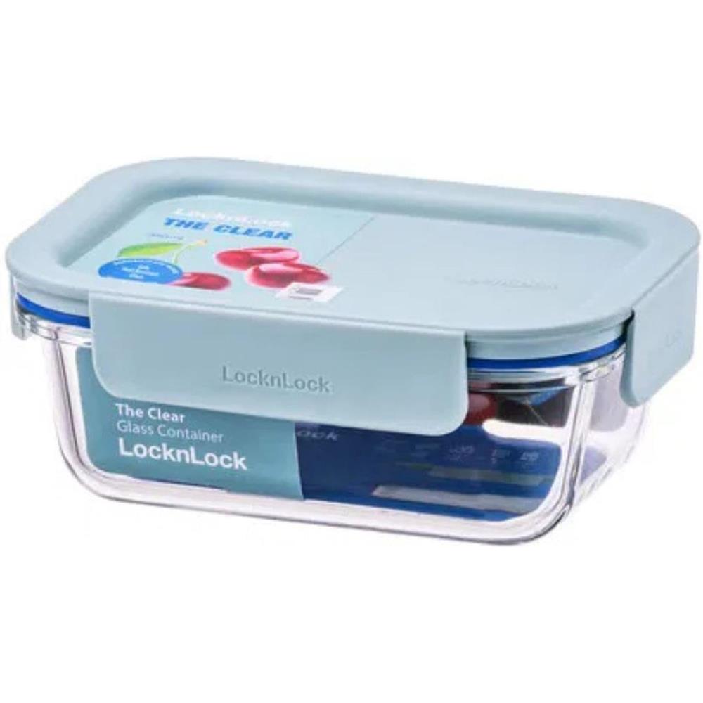 LocknLock The Clear Glas Frischhaltedose 380 ml blau - Ofenform mit Deckel, mikrowellengeeignet, BPA-frei