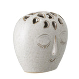Bloomingville Elissa Vase 15,5 x 14,5 x 10 cm Weiß Steingut mit Gesicht Dekovase dänisches Design