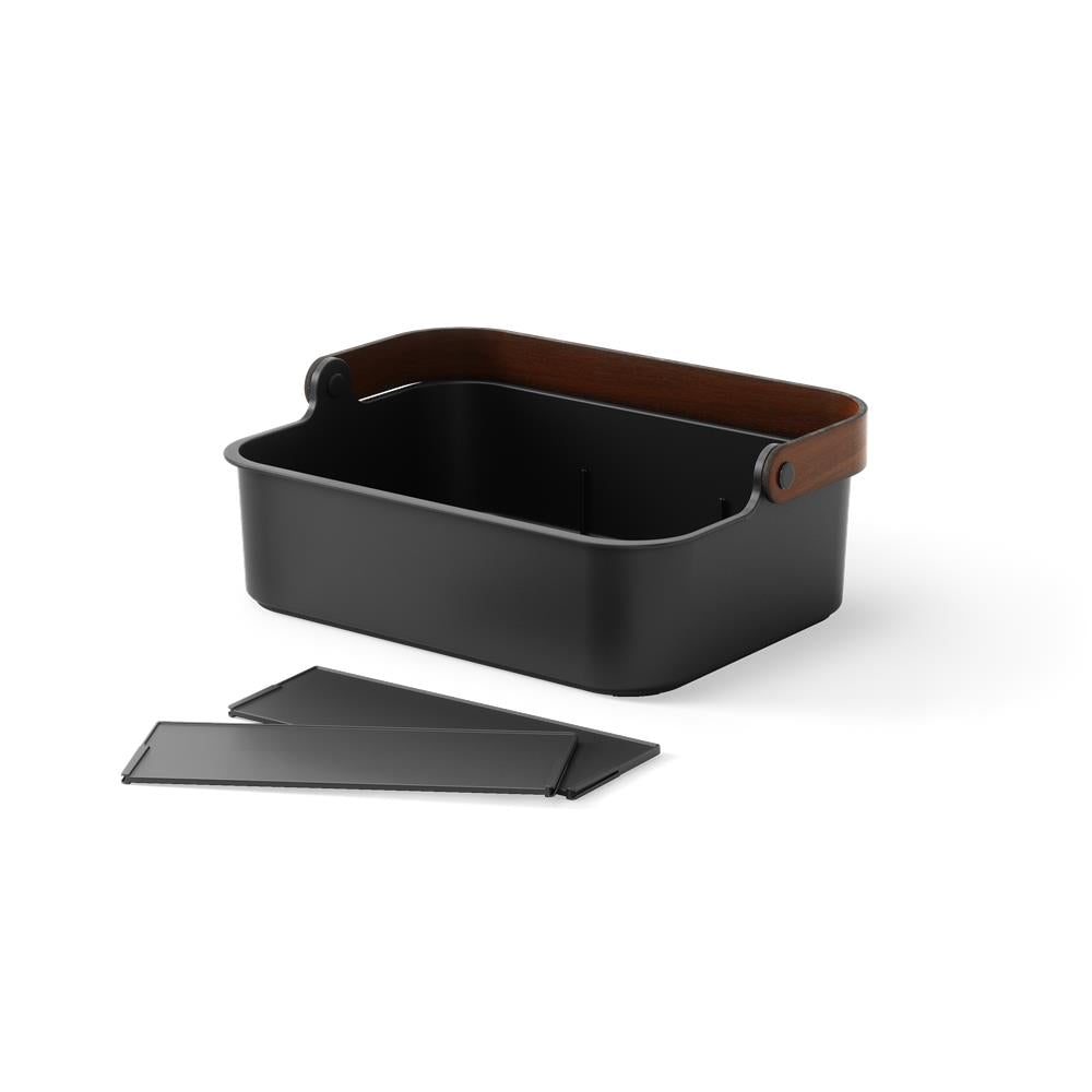 Umbra Bellwood Vorratsschrank Organizer mit 3 Fächern, großer Aufbewahrungsbehälter in Schwarz/Walnuss