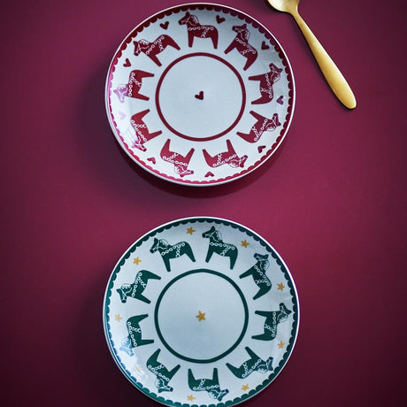 Bloomingville Siffer Teller Bunt Steingut 2er Set Weihnachtsteller 16 cm